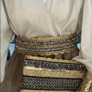 Smoky gold embroidered belt